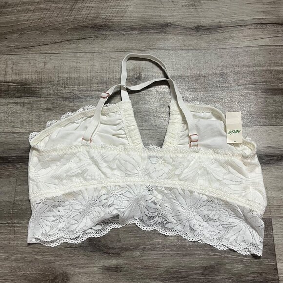 Aerie Racerback Strap Lace Knit Bralette Cream White NWT Women’s Size XL - Picture 3 of 7